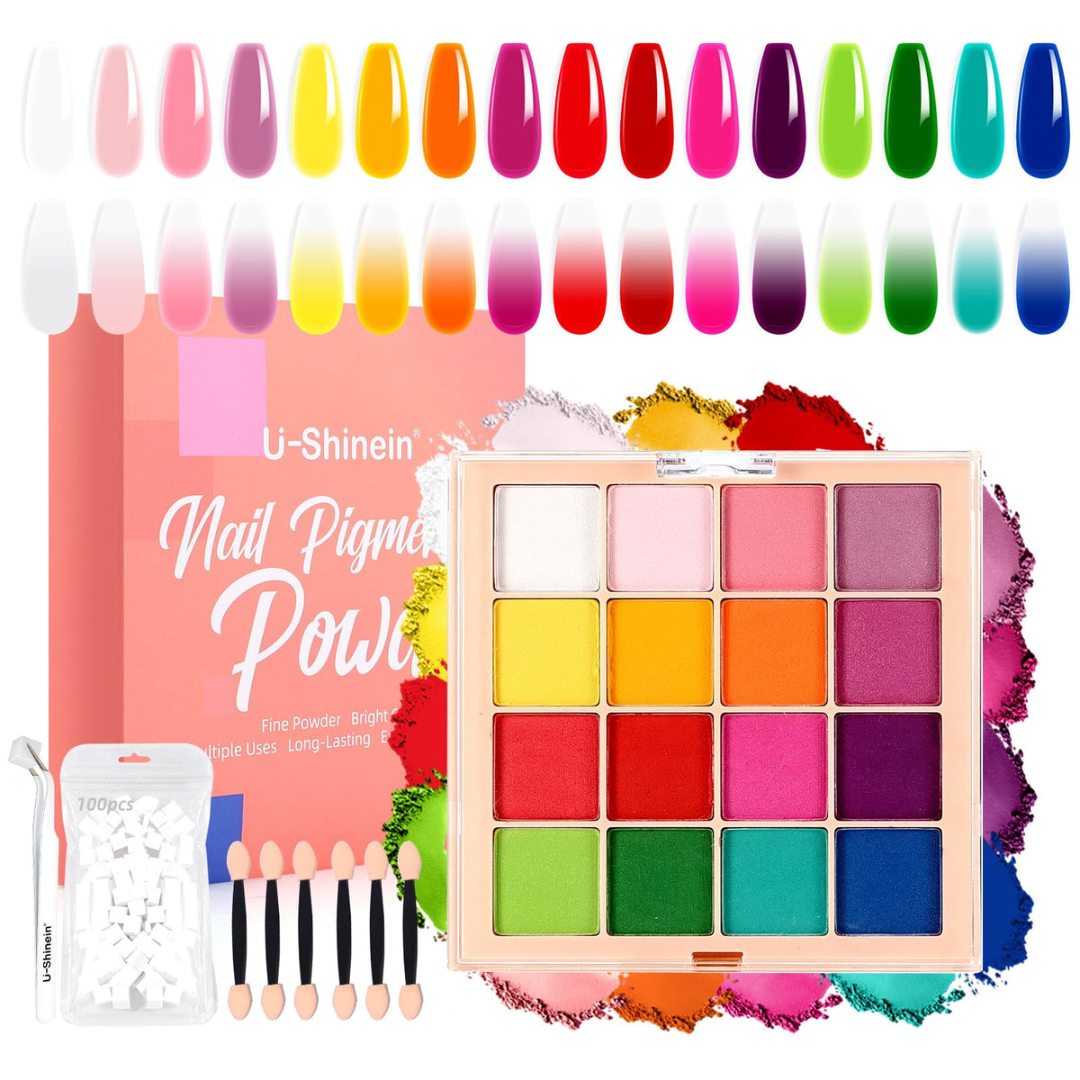 U-Shinein front palette view showing compact 16-color layout and tools for easy selection