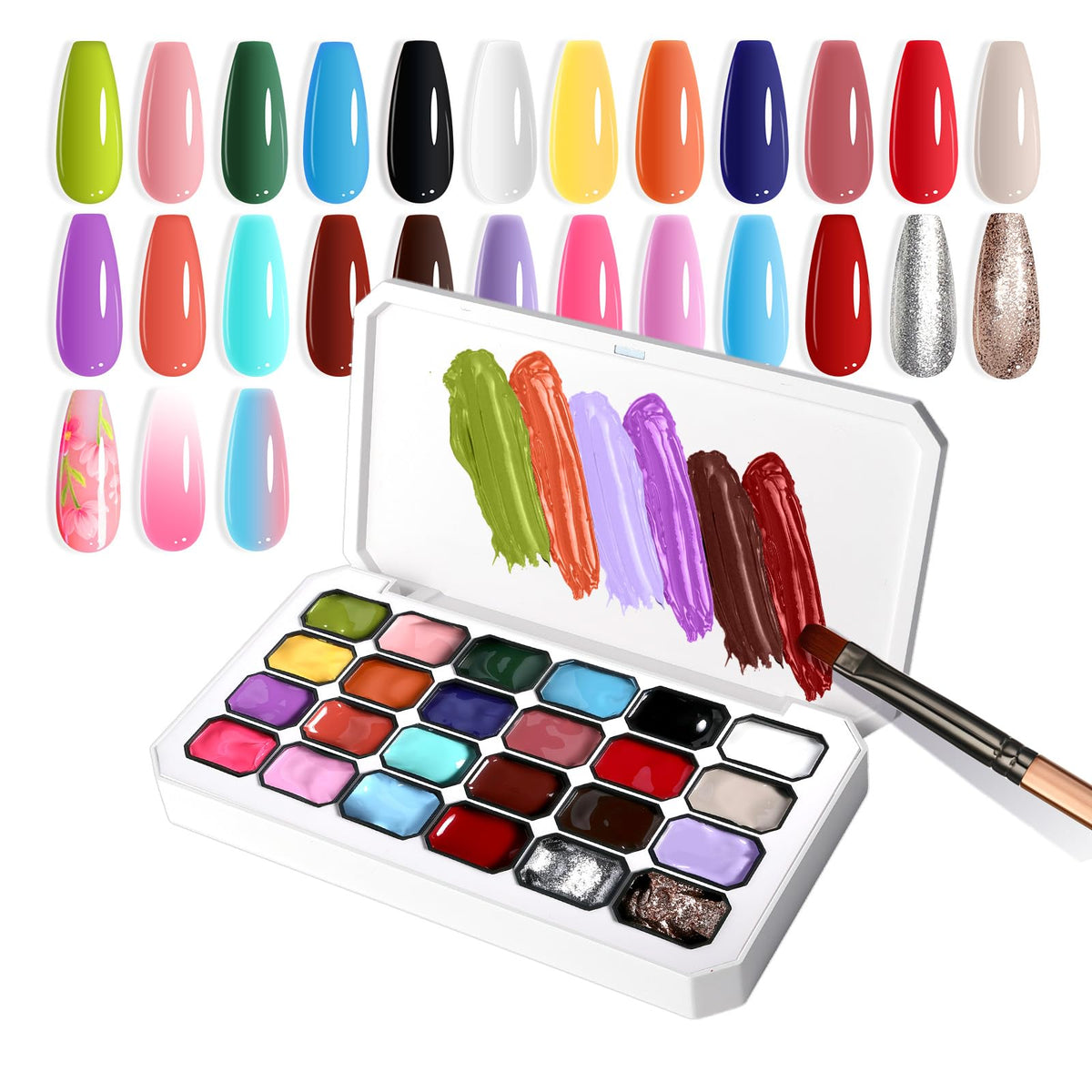 U-Shinein front packaging showing the 24-color gel kit and branding for quick identification and shelf appeal