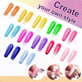 U-Shinein gradient in progress on nails demonstrating smooth ombre blending technique