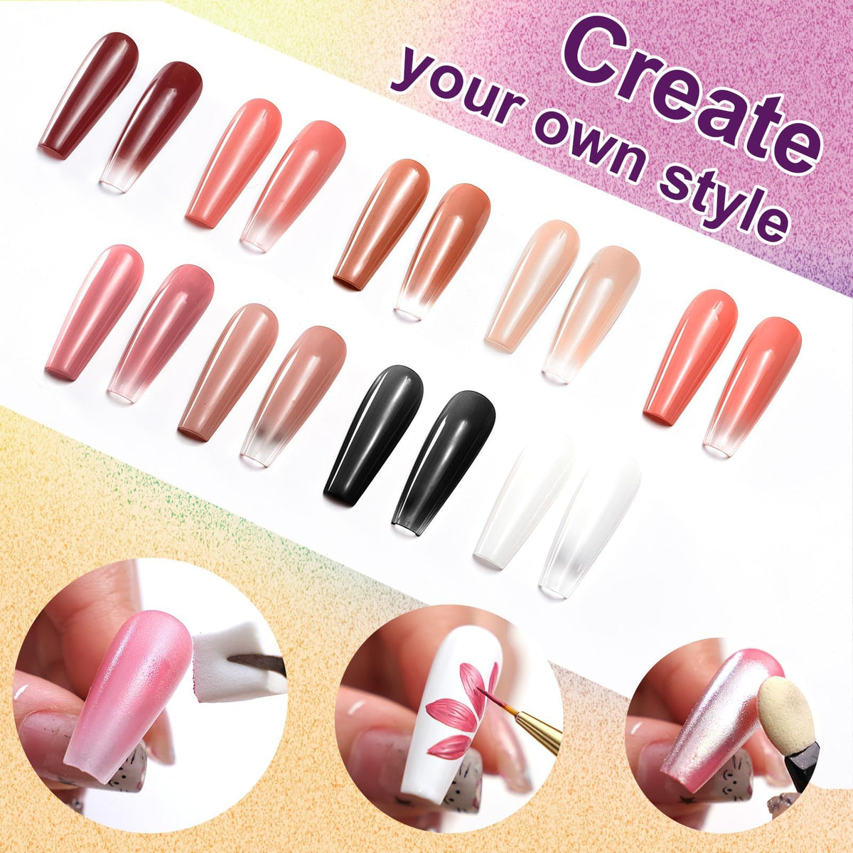 U-Shinein in-use gradient demo on nails illustrating smooth ombré results