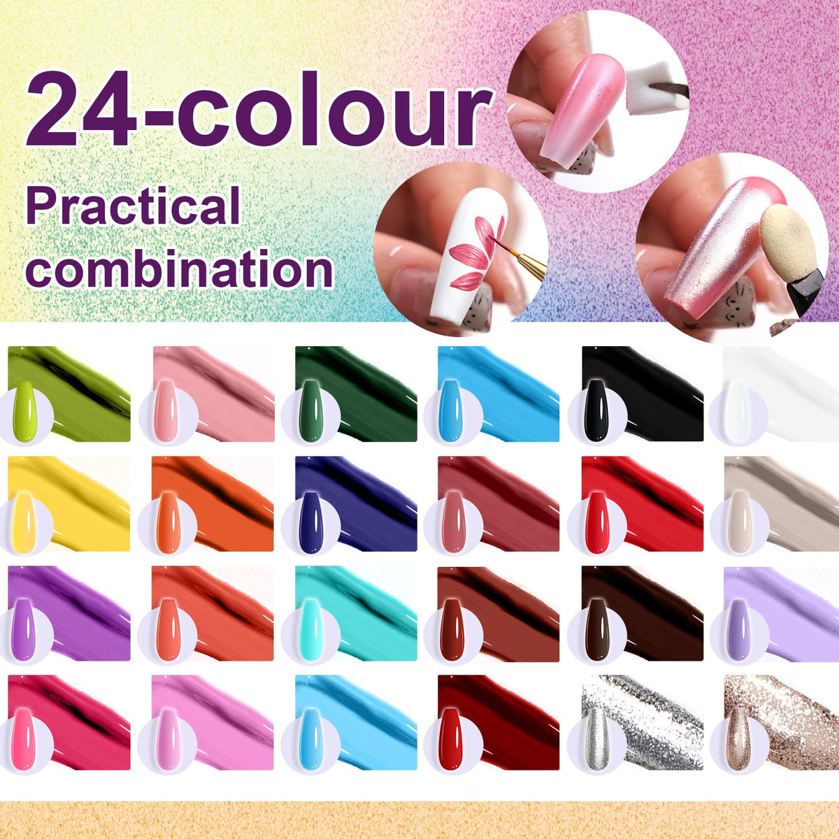 U-Shinein nail in use with a seamless ombre created using included sponges and grabber for precise tapping