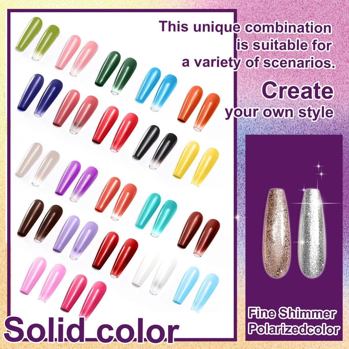 U-Shinein open palette displaying 24 vivid gel shades to inspire blending and color choice