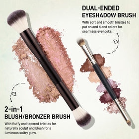 UCANBE dual-ended brushes closeup showing precision and blending benefit