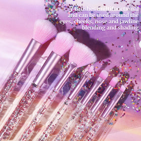 UCANBE pink PVC cosmetic bag holding palette and brushes for travel