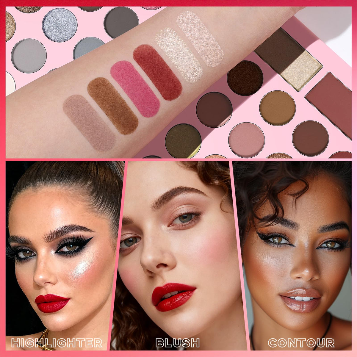 UCANBE face contour and highlighter detail illustrating sculpting benefits
