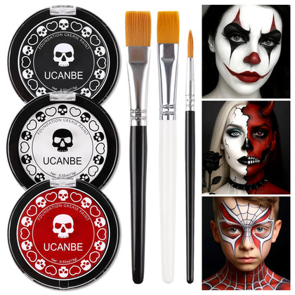 UCANBE front packaging displaying three-color goth face paint kit for versatile looks
