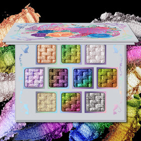 UCANBE front palette view showing all 10 multichrome shades and compact design