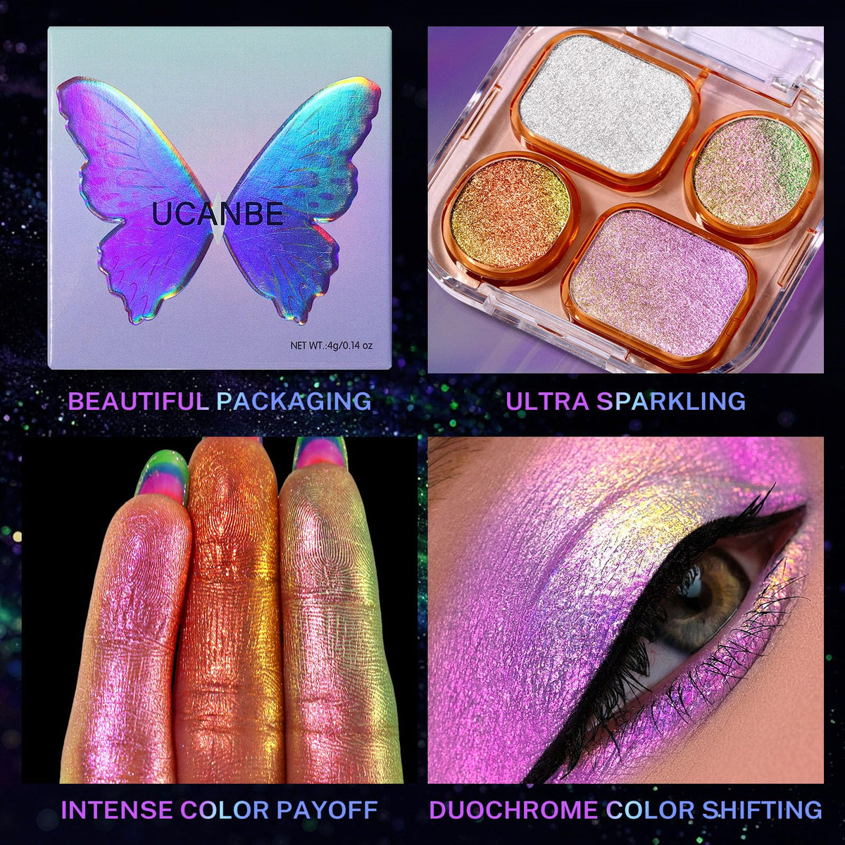 UCANBE open palette held in hand to show compact size and travel-friendly design