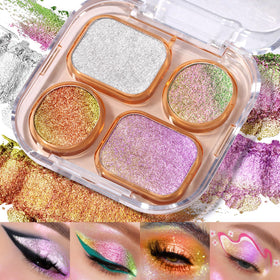 UCANBE palette front view showing four multichrome pans and clear lid for travel convenience