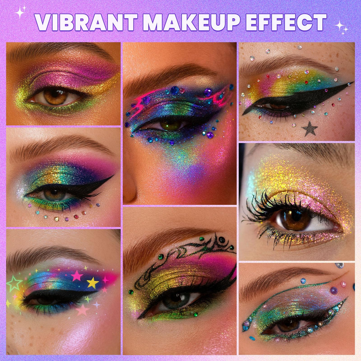 UCANBE palette in use showing eye application with reflective color shift