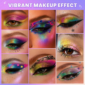 UCANBE palette in use showing eye application with reflective color shift