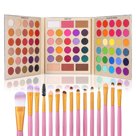UCANBE palette open front showing 86 colors and included brushes for versatile looks