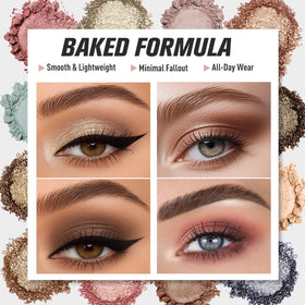 UCANBE overhead open palette displaying mattes and shimmers for easy shade selection