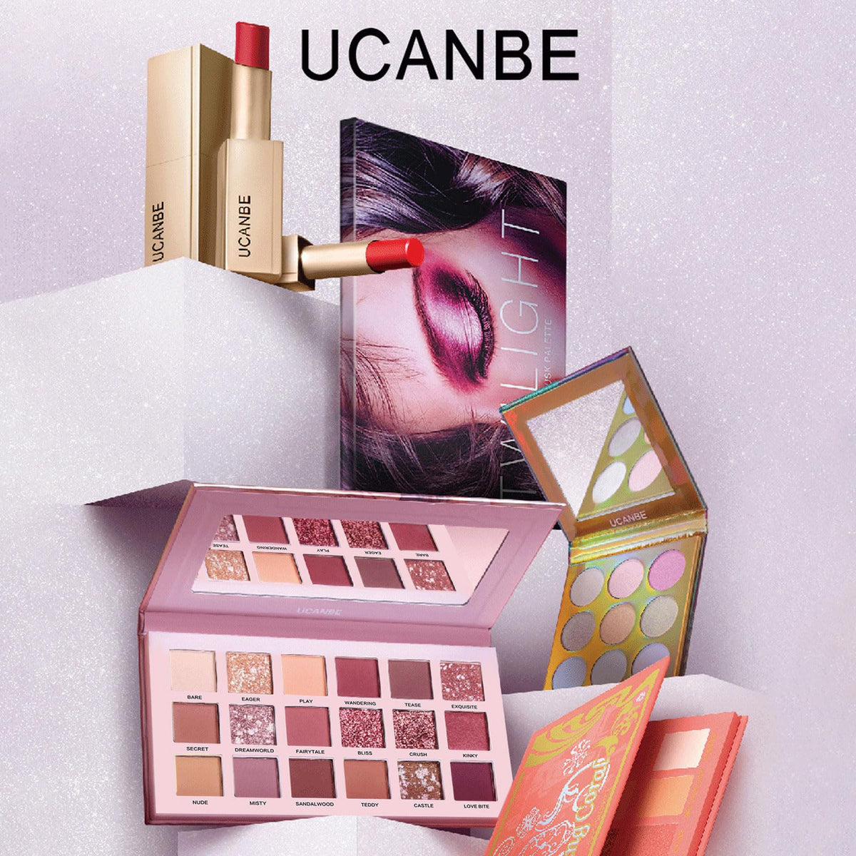 UCANBE palettes with brushes showing size and real-life scale