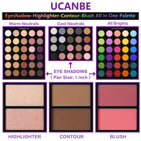 UCANBE close-up of shimmer pans highlighting rich sparkle payoff