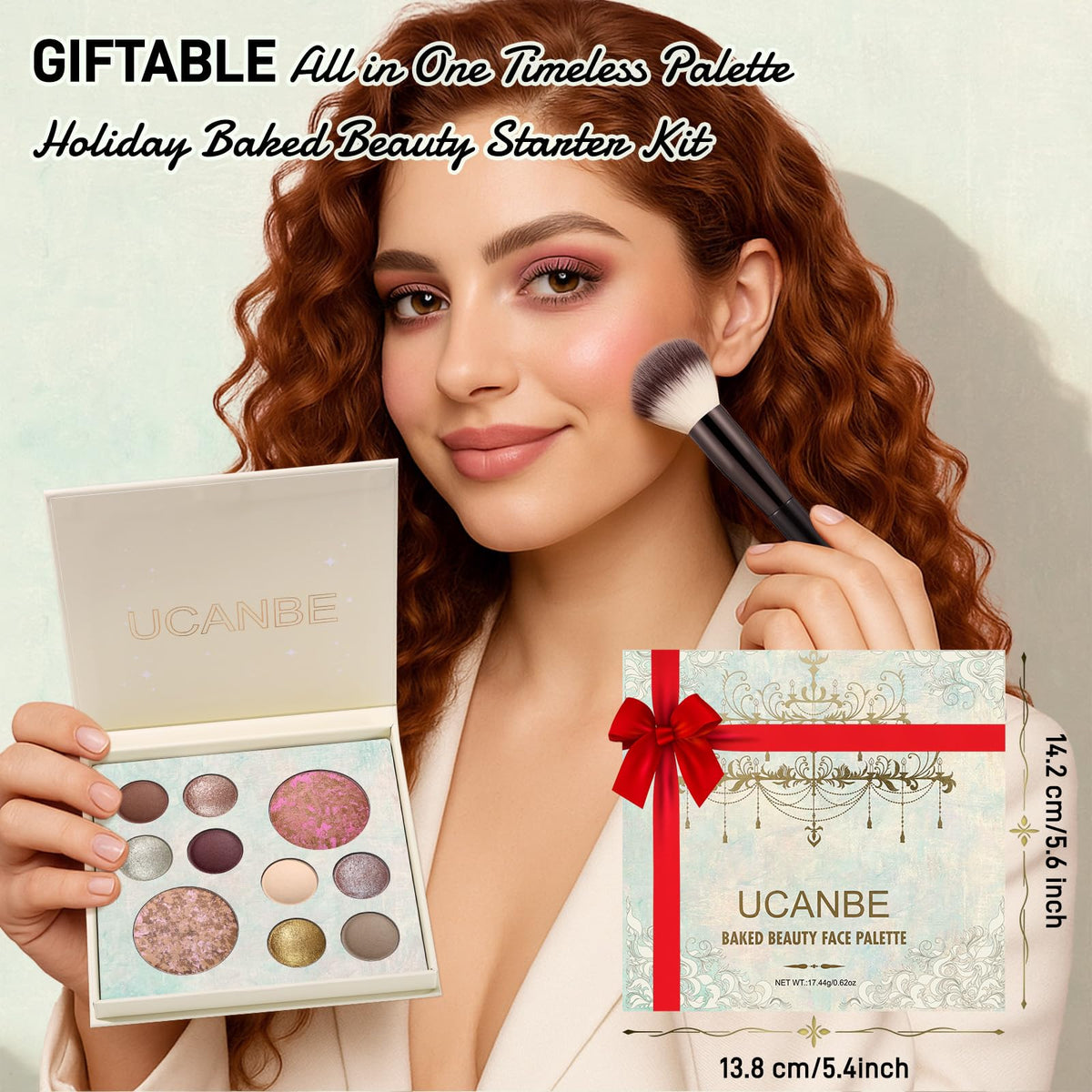 UCANBE palette next to hand showing actual size for easy on-the-go use