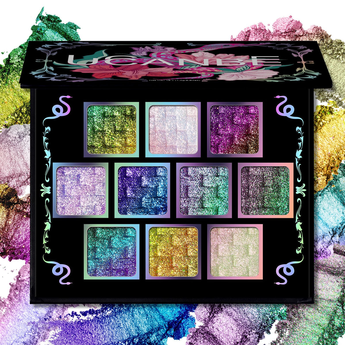 UCANBE Solar Python front palette showing ten multichrome pans and vibrant payoff