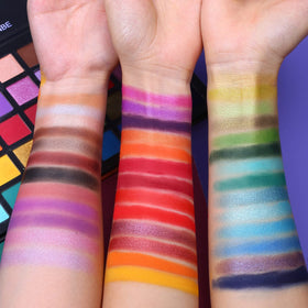 UCANBE shimmer and duo-chrome swatches showing high-impact shine