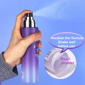 UCANBE misting a brush to boost color payoff and blendability benefit