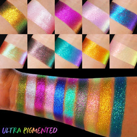 UCANBE swatch gradient on arm demonstrating intense shifting color payoff