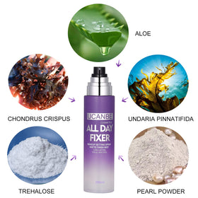 UCANBE texture shot showing pearl powder and gel ingredients for oil control