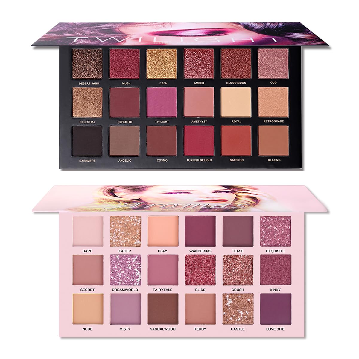 UCANBE front view of both palettes showing shade range and easy selection