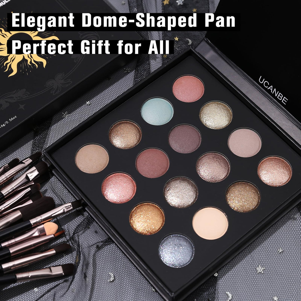 UCANBE metallic shade applied wet on eyelid showing intensified color payoff benefit