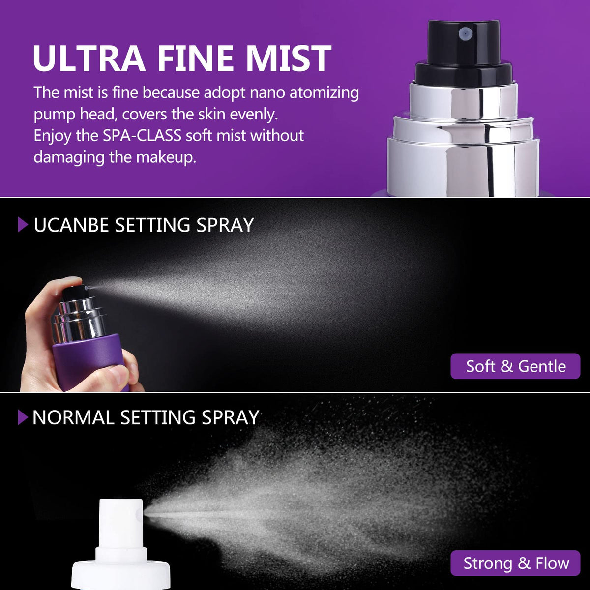 UCANBEMAKEUP label and ingredient list shot highlighting alcohol-free formula benefits