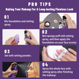 UCANBEMAKEUP mist being applied on model face for long-lasting finish