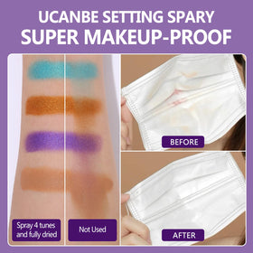 UCANBEMAKEUP travel-size bottle in hand for convenient touch-ups on the go