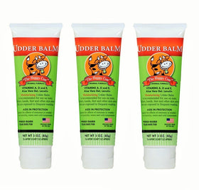 Udder Balm Happy Cow front packaging showing jar and lemon scent, helps hydrate skin
