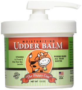 Udder Balm The Happy Cow front pump bottle showing label and easy-dispense convenience
