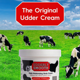 UDDERLY SMOOTH being applied to hands, demonstrating quick non-greasy moisturizing