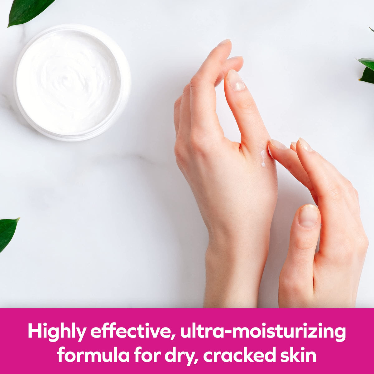 Udderly Smooth applied to heel demonstrating intense foot hydration benefit