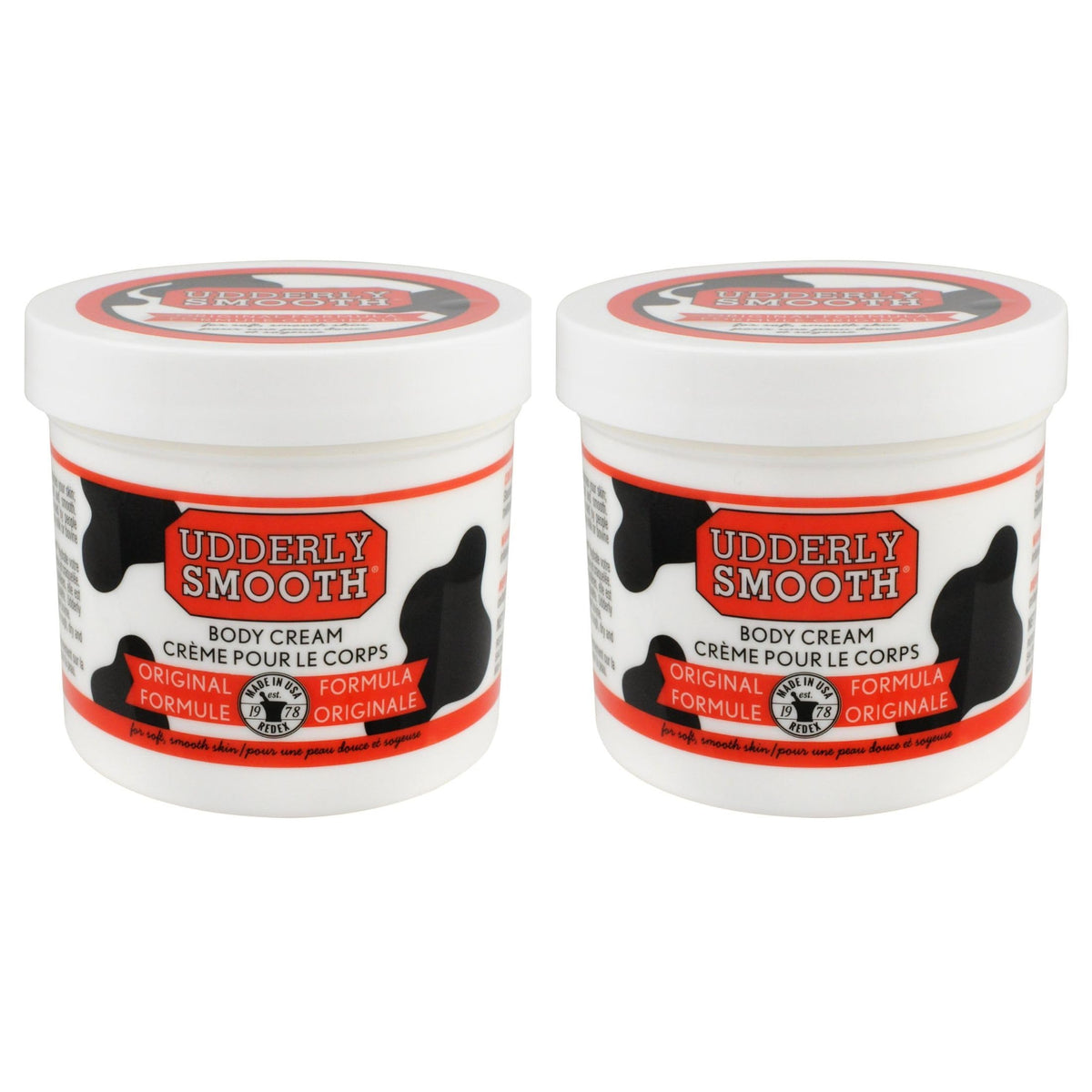 UDDERLY SMOOTH front-facing 12 oz jar showing brand and size, showcasing reliable hydration