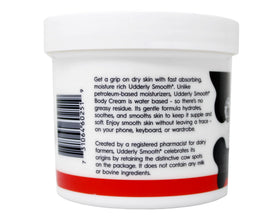 UDDERLY SMOOTH hand cream tube close-up showing nozzle and easy application benefits