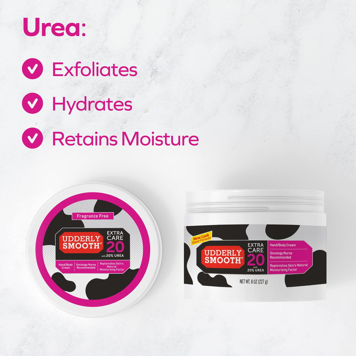 Udderly Smooth on hands in use showing softer skin and non-greasy feel