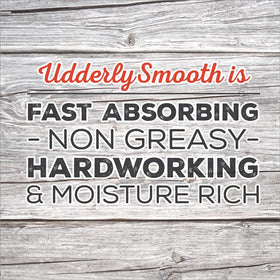 UDDERLY SMOOTH open jar showing creamy texture and fast absorption benefit