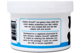 Udderly Smooth tub held in hand showing 8 oz scale for long-lasting supply