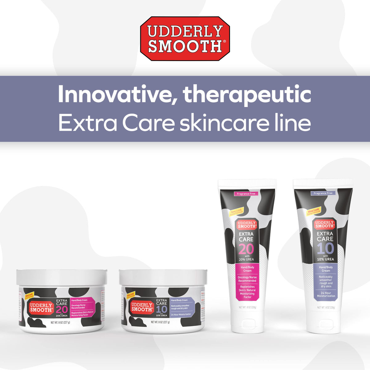 Size comparison of Udderly Smooth tube in hand showing 8 oz practical scale