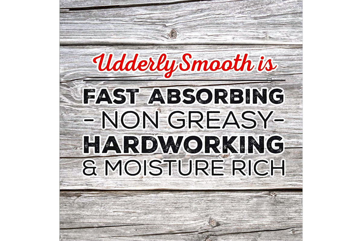 Udderly Smooth spoon scooping cream emphasizing easy application for targeted areas