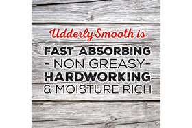 Udderly Smooth spoon scooping cream emphasizing easy application for targeted areas