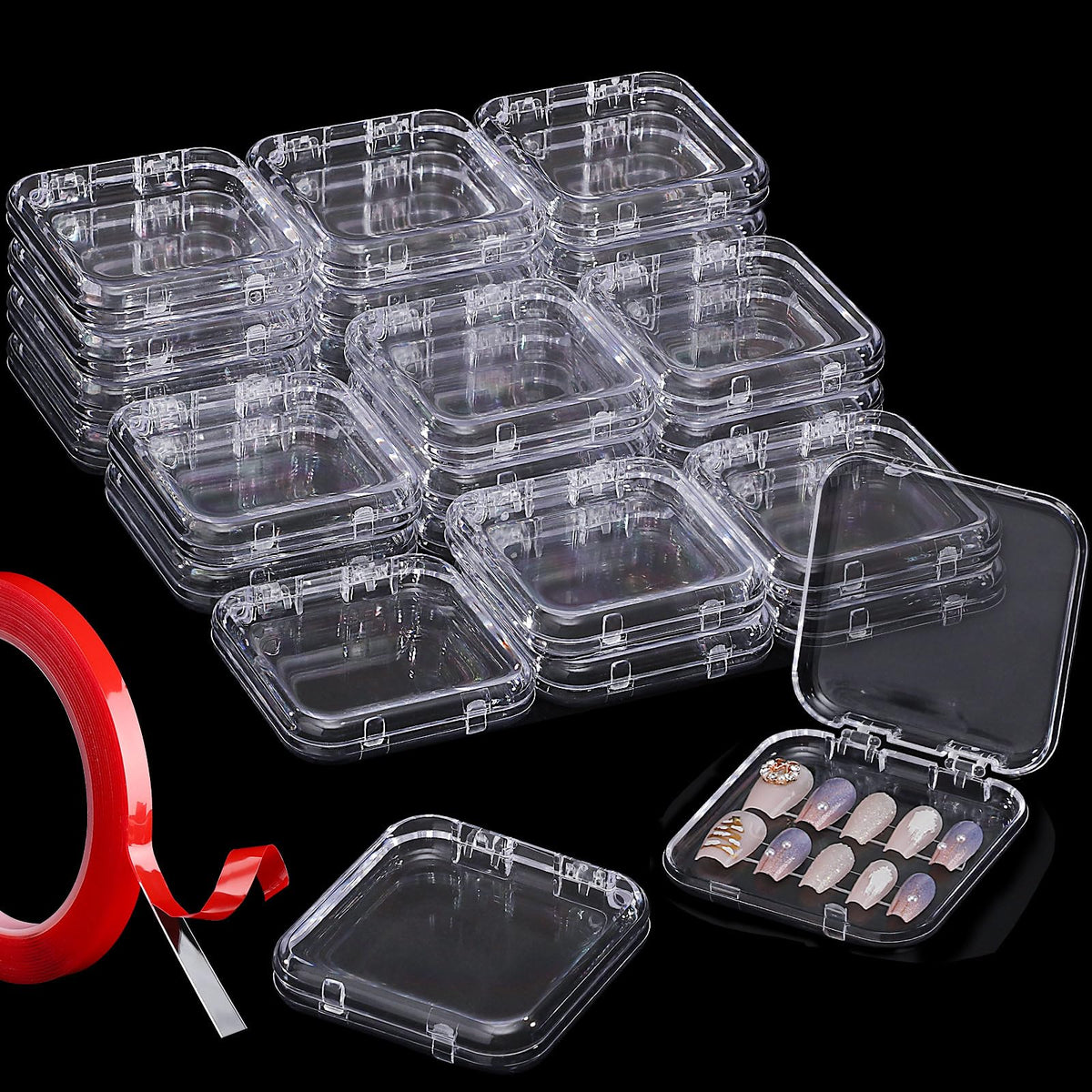 Udefineit clear front packaging showing 27 acrylic nail boxes for tidy display