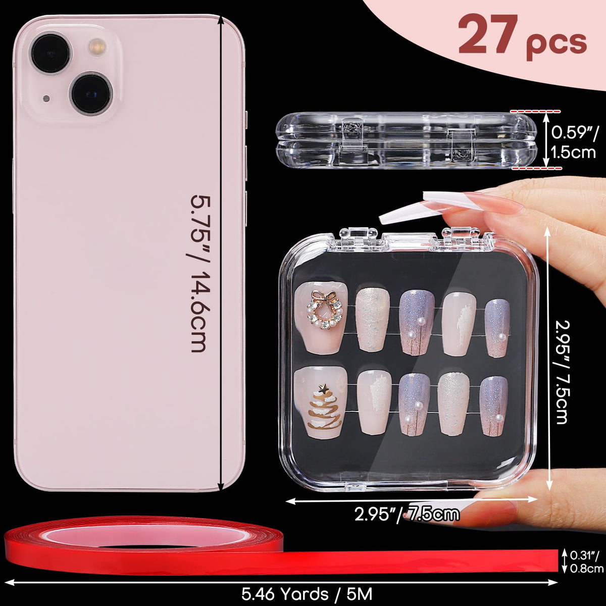 Udefineit interior view showing box size and space for standard nail tips