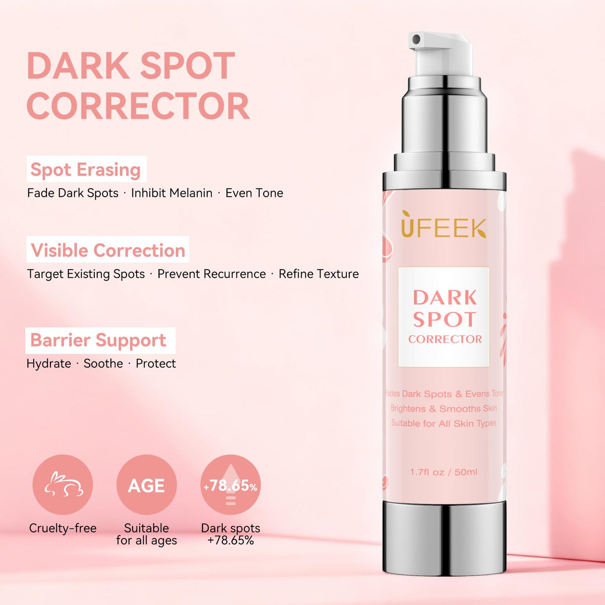 UFEEK creamy serum texture close-up demonstrating fast absorption benefit