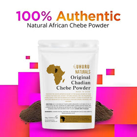 Uhuru Naturals close-up texture of ChadianChebe powder highlighting easy blendability