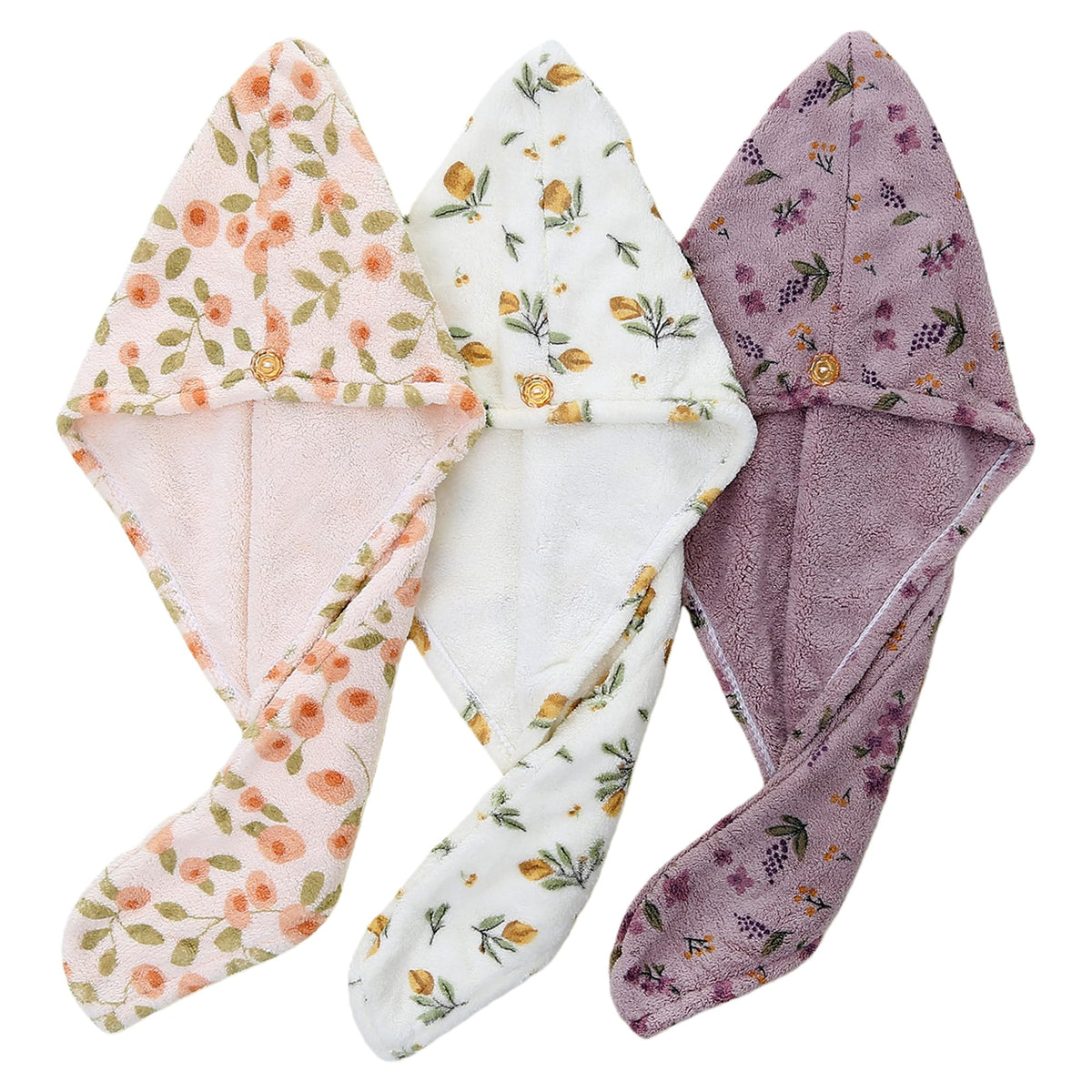 UINSUE front view of floral towel wrap showing pretty pastel print and compact pack