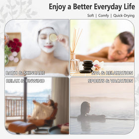 UINSUE towel beside regular bath towel showing compact size and travel convenience