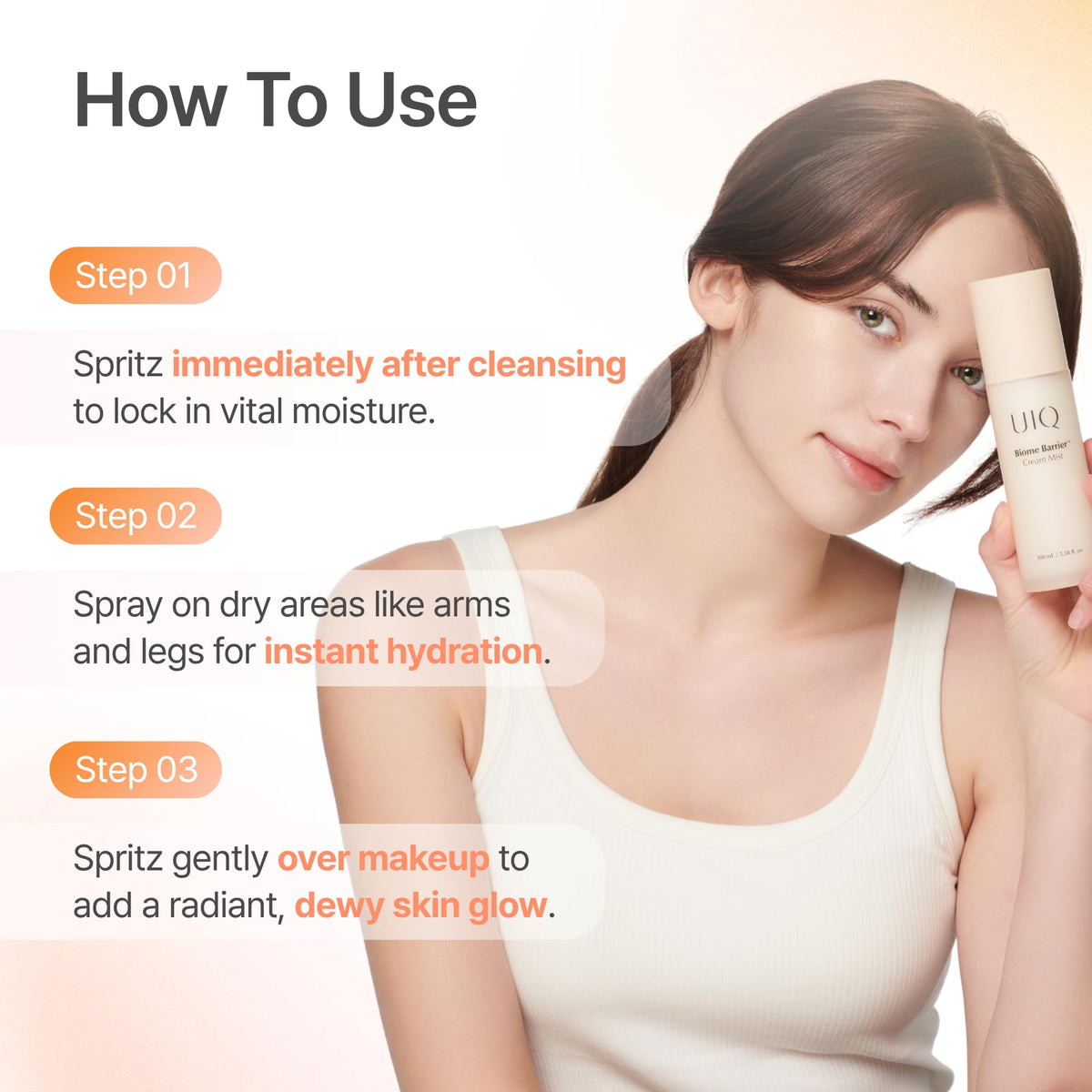 UIQ mist refreshing a makeup look without smudging or streaks