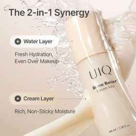 UIQ ultra-fine mist spraying over skin for instant fresh hydration